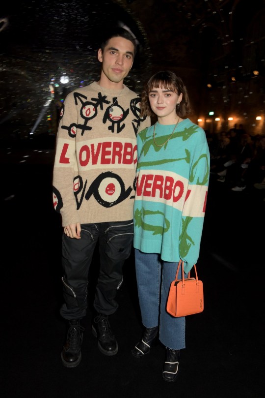 LONDON, ENGLAND - JANUARY 04: Reuben Selby and Maisie Williams attend the Charles Jeffrey Loverboy show during London Fashion Week Men's January 2020 on January 04, 2020 in London, England. (Photo by David M. Benett/Dave Benett/Getty Images)