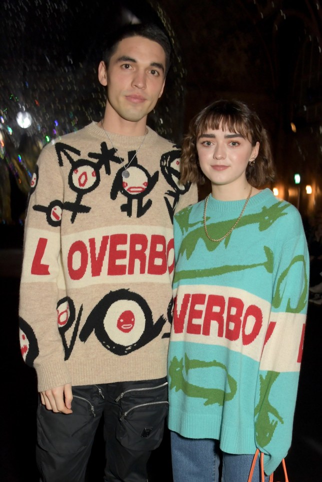 LONDON, ENGLAND - JANUARY 04: Reuben Selby and Maisie Williams attend the Charles Jeffrey Loverboy show during London Fashion Week Men's January 2020 on January 04, 2020 in London, England. (Photo by David M. Benett/Dave Benett/Getty Images)