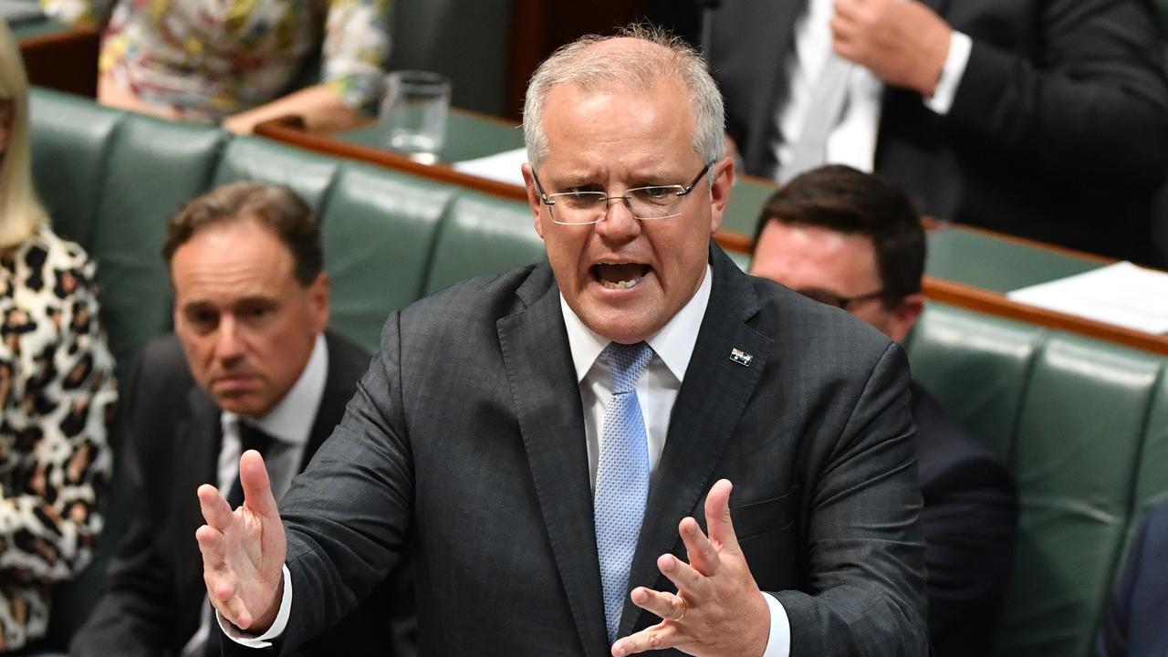 Prime Minister Scott Morrison during Question Time on Tuesday. Picture: AAP