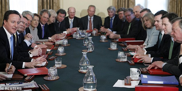 David Cameron's first Cabinet meeting as Prime Minister is pictured above in May 2010.  Over the first weekend of the new coalition government, there’s a kerfuffle about the courtesy country houses. The question is, who gets Dorneywood — Nick Clegg or George Osborne?