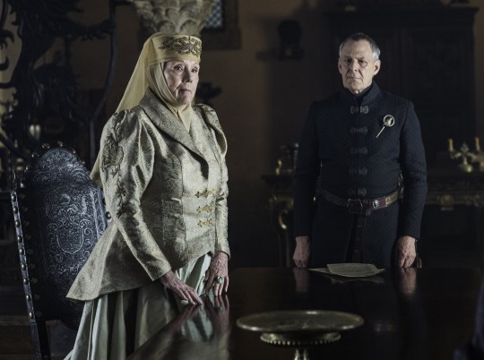 Diana Rigg as Olenna Tyrell, Ian Gelder as Kevan Lannister