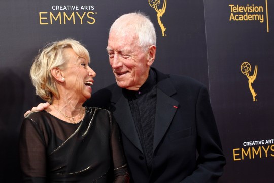LOS ANGELES, CA - SEPTEMBER 10: Max von Sydow and Catherine Brelet attend the 2016 Creative Arts Emmy Awards held at Microsoft Theater on September 10, 2016 in Los Angeles, California. (Photo by Tommaso Boddi/WireImage)