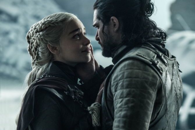 Emilia Clarke as Daenerys Targaryen and Kit Harington as Jon Snow, as seen in Season 8 of HBO's 'Game of Thrones'