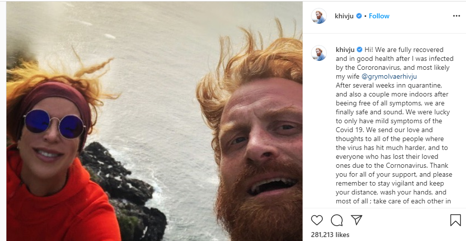 Update: ?Game of Thrones? star, Kristofer Hivju and wife recover from Coronavirus