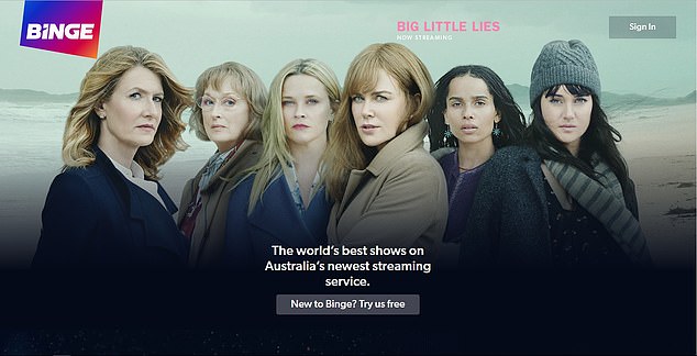 Big Little Lies featuring Meryl Streep and Nicole Kidman can be streamed by Binge viewers for just $10 a month