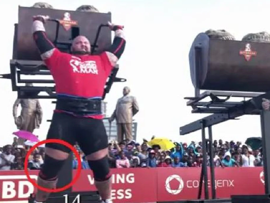 Was Bjornsson’s leg bent?