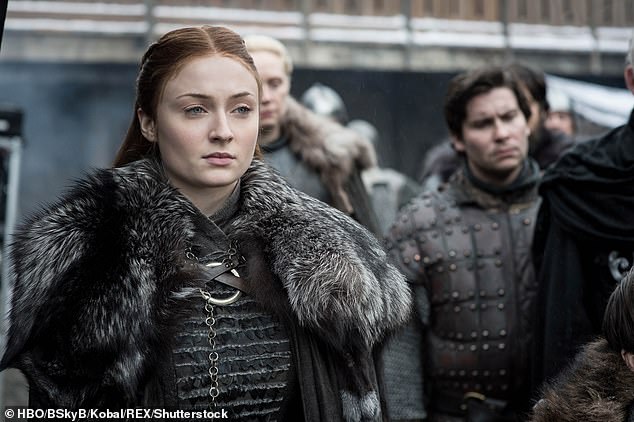 What a difference: 'Way way back in 1999, when I was deep in the writing of A STORM OF SWORDS, I was averaging about 150 pages of manuscript a month,' he revealed; Sophie Turner pictured in Game Of Thrones