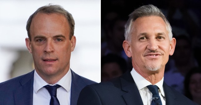 Dominic Raab pictured separately alongside Gary Lineker