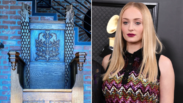 Sophie Turner and Game Of Thrones throne