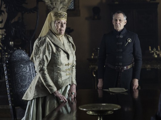 Diana Rigg as Olenna Tyrell, Ian Gelder as Kevan Lannister