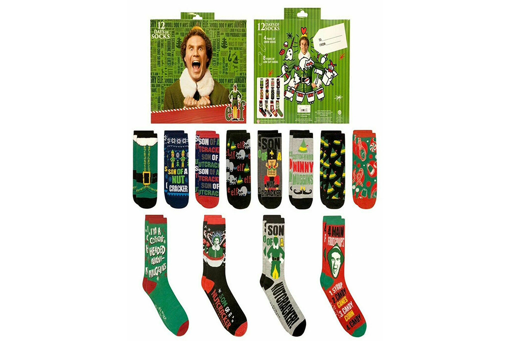 mens elf the movie sock calendar, best advent sock calendar, socks
