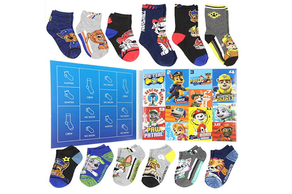 paw patrol sock advent calendar, kids sock calendar, sock advent calendar 
