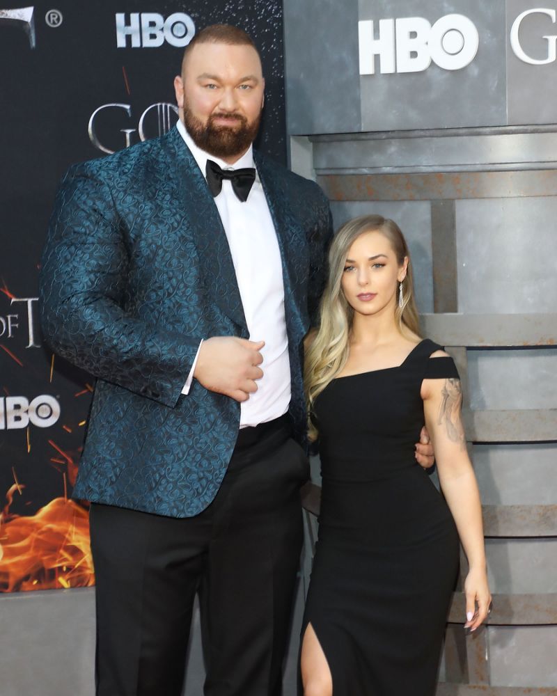 Hafthor Julius Bjornsson and Kelsey Henson attend the premiere of 'Game of Thrones' at Radio City Music Hall on April 3, 2019 in New York City. (Photo by Taylor Hill/Getty Images)