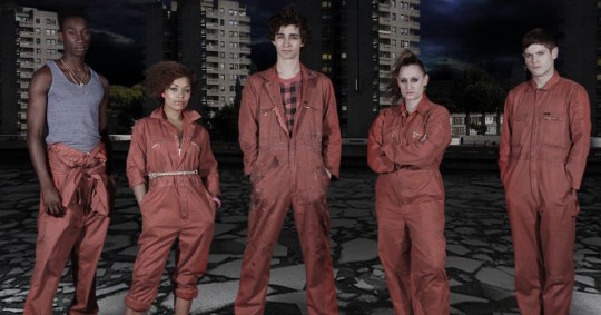 Misfits characters Curtis, Alisha, Nathan, Kelly and Simon