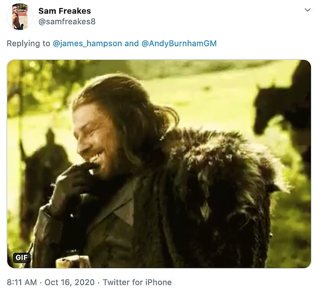 One social media user shared a GIF showing actor Sean Bean in the series Game of Thrones