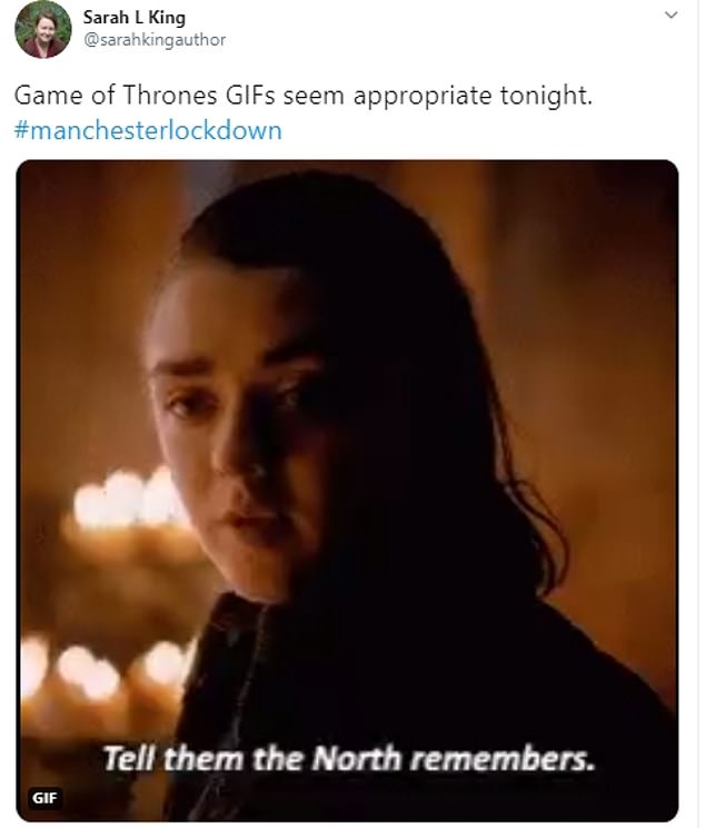 Ayra Stark from Game of Thrones issuing the chilling warning that 'the North remembers'