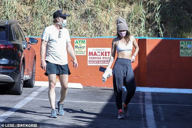 Heading in: Both of the TV stars opted for hats and trainers for the workout session