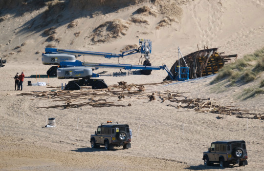 CORNWALL, ENGLAND - APRIL 25: Construction begins on a filmset rumoured to be the 'Game of Thrones - House of the Dragon', on April 25, 2021 in Cornwall, England. (Photo by MelMedia/GC Images)