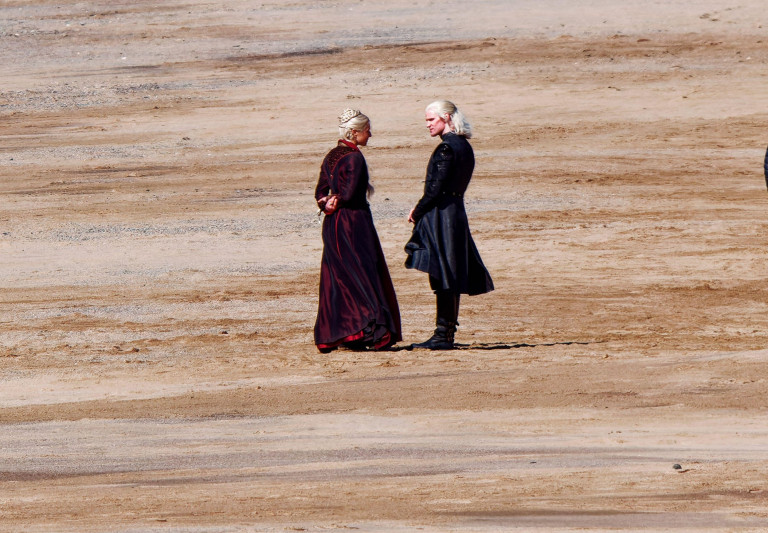 Emma D'Arcy and Matt Smith on set of House of the Dragon