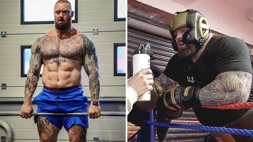 Hafthor &#39;The Mountain&#39; Bjornsson and Eddie Hall have each shown off substantial body transformations ahead of their September boxing showdown in Las Vegas. Pictures: Instagram