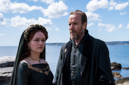  Olivia Cooke as Alicent Hightower and Rhys Ifans as Otto Hightower in the Game of Thrones prequel House of the Dragon.