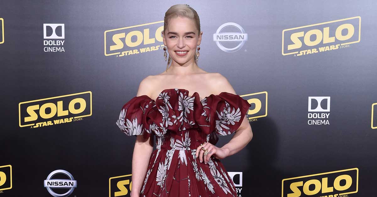 When Emilia Clarke Looked Like A Real-Life Khaleesi From ‘Game Of Thrones’ In This Black Miu Miu Column Gown