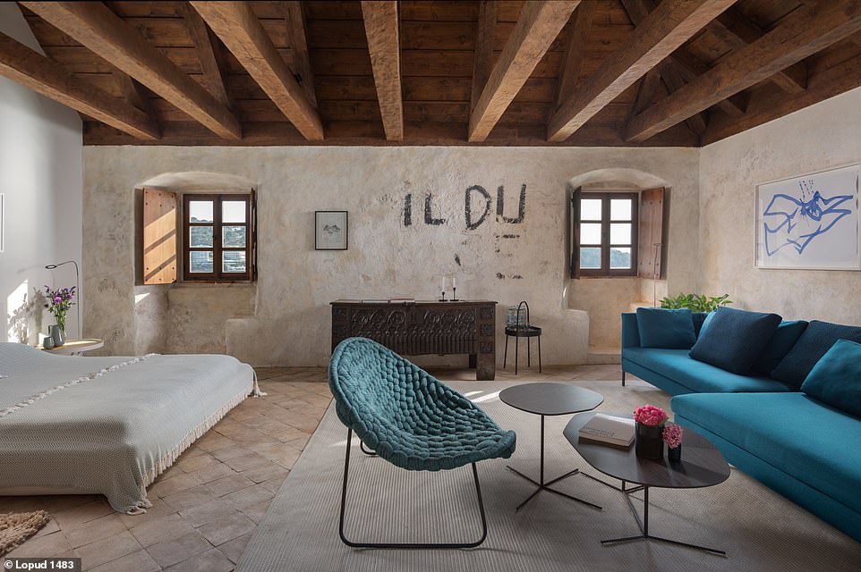 Inside the hotel's master suite.  Lopud 1483 boasts five 'generous suites' rather than 12 small monk cells, with each one featuring '21st-century technology and amenities'