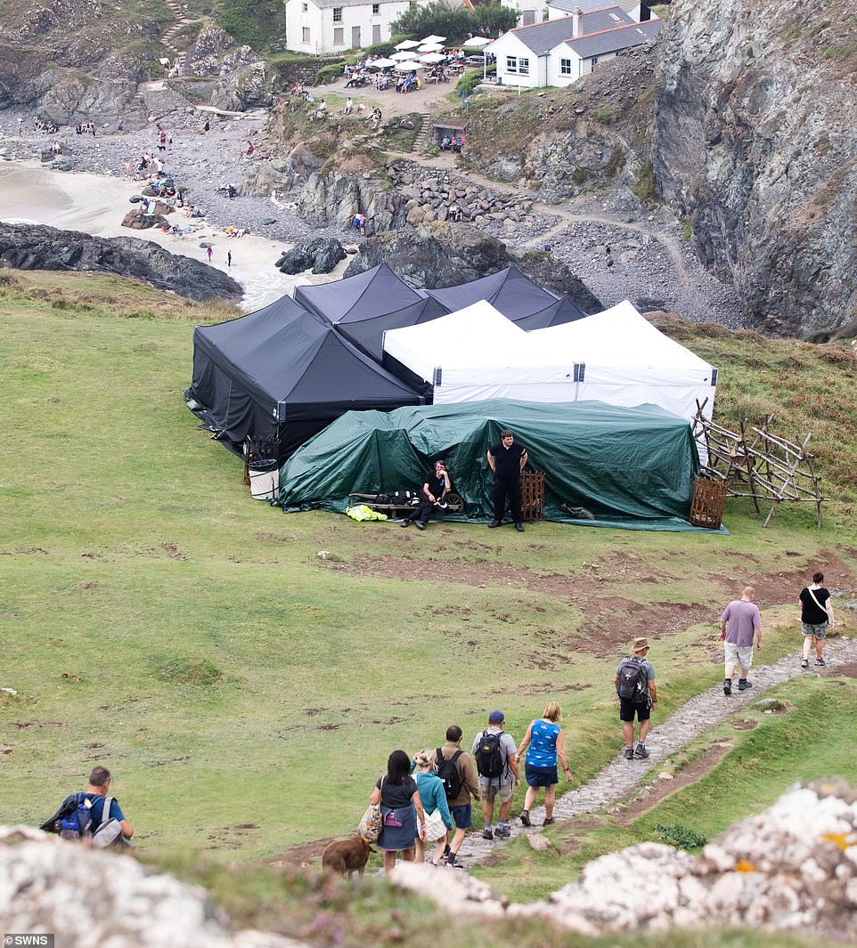 Crew: Several tents were set up near the beach for the cast and crew to make use of between takes