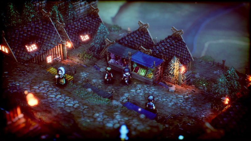 The graphic design of Tringle Strategy is reminiscent of that of Octopath Traveler