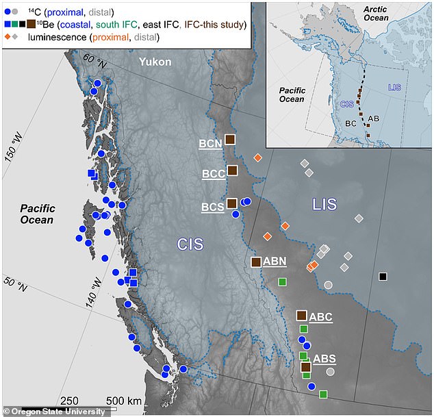 Clark and his team wanted to pin-point the exact opening of the ice-free corridor, and examined 64 geological samples from six locations spanning 745 miles