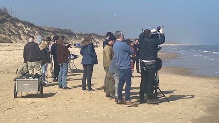 Film crew filming Waving about OCD in Hemsby