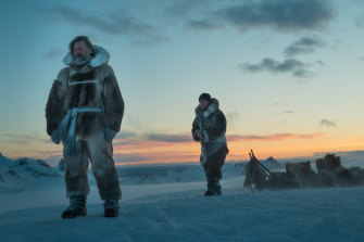 Nikolaj Coster-Waldau as Ejnar Mikkelsen and Joe Cole as Iver Iversen in Against The Ice.