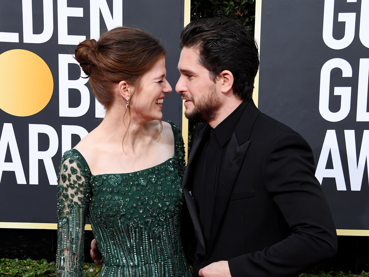 Rose Leslie and Kit Harington stare into each other’s eyes as they attend the 77th Annual Golden Globe Awards at The Beverly Hilton Hotel on January 05, 2020