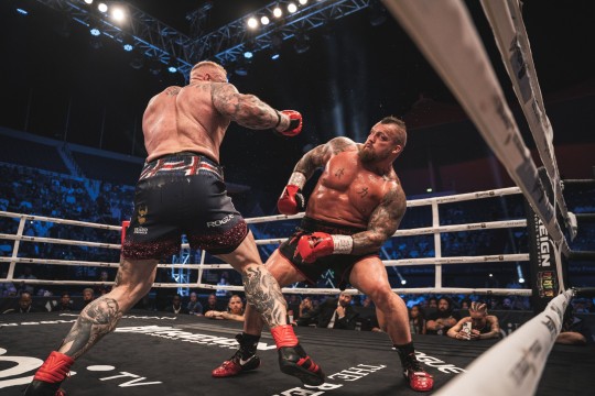 Eddie Hall: The Beast Vs The Mountain,Hafthor Bjornsson, Eddie Hall,Picture shows: Hafthor Bjornsson and Eddie Hall on fight night,CoreSports,Ben Looi