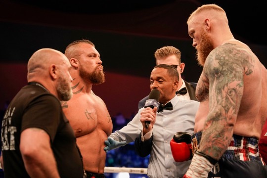 Eddie Hall: The Beast Vs The Mountain,Eddie Hall, Hafthor Bjornsson ,Picture shows: Eddie Hall and Hafthor Bjornsson on fight night.,CoreSports,Ben Looi