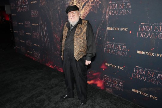 George R.R. Martin on a black carpet for House of the Dragon premiere 