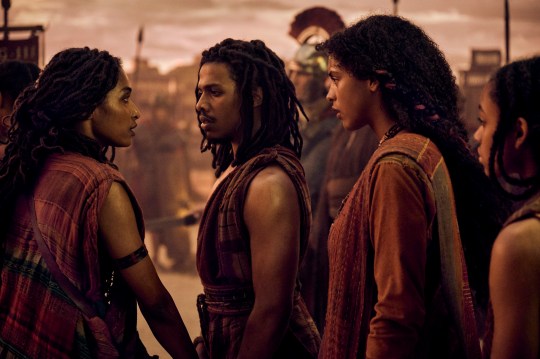 Sara Martins as Cala, Moe Hashim as Kwame, Kyshan Wilson as Aura and Alicia Edogamhe as Jula in Those About To Die