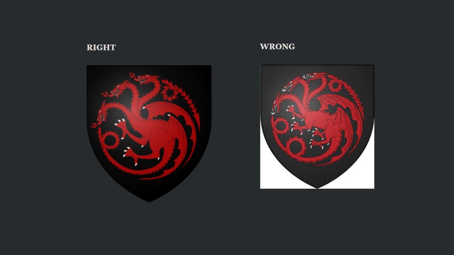 Right and Wrong Targaryen sigil